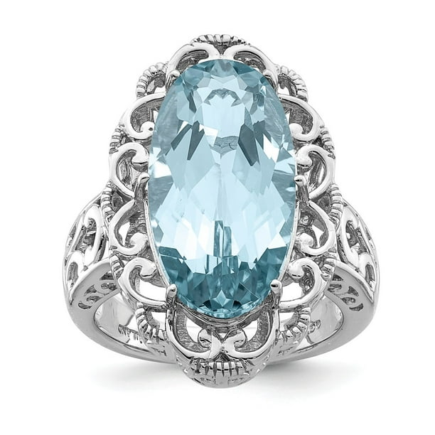 FB Jewels Solid Sterling Silver Rhodium Blue Topaz & Diamond Ring FB Jewels Solid Sterling Silver Rhodium Blue Topaz & Diamond Ring